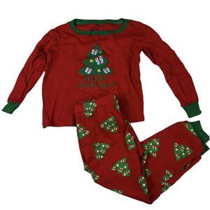 Elowel Merry Christmas Red Green Long Sleeve Pajama PJ Set Girls Size 5